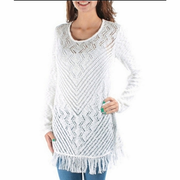 Style & Co. Sweaters - STYLE & CO Beautifully detailed long Chevron Sweater W FRINGE $90